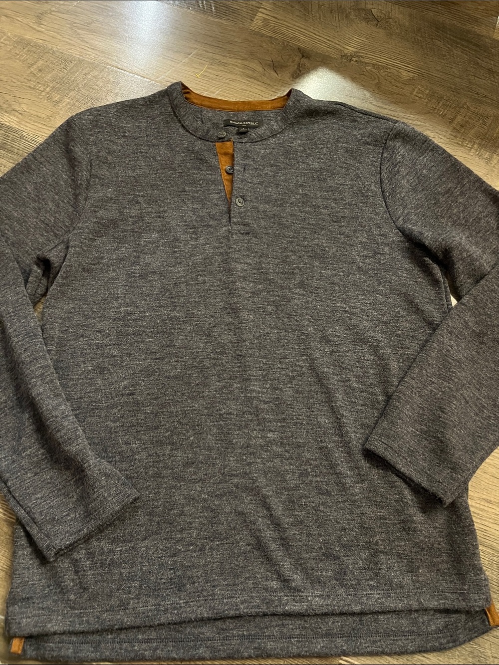 Banana Republic Charcoal Henley with Tan Contrast